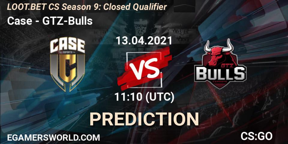 Pronósticos Case - GTZ-Bulls. 13.04.2021 at 11:10. LOOT.BET CS Season 9: Closed Qualifier - Counter-Strike (CS2)