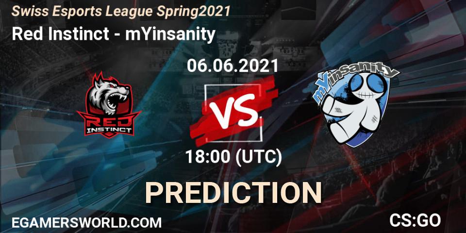 Pronósticos Red Instinct - mYinsanity. 06.06.2021 at 18:00. Swiss Esports League Spring 2021 - Counter-Strike (CS2)