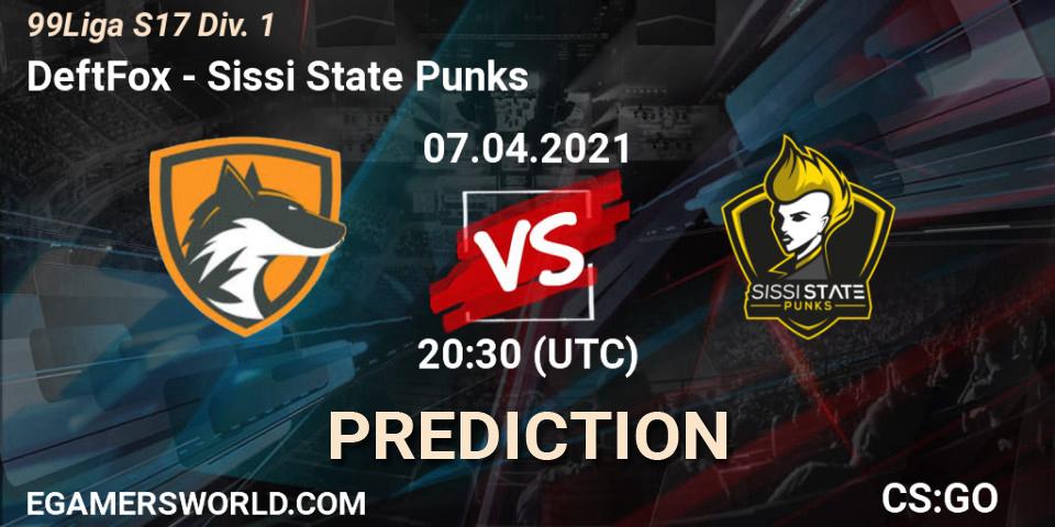 Pronósticos DeftFox - Sissi State Punks. 07.04.2021 at 19:30. 99Liga S17 Div. 1 - Counter-Strike (CS2)