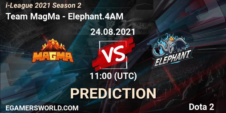 Pronósticos Team MagMa - Elephant.4AM. 24.08.2021 at 10:38. i-League 2021 Season 2 - Dota 2