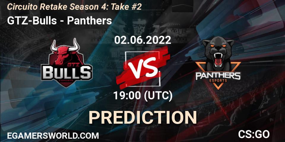 Pronósticos GTZ-Bulls - Panthers. 02.06.2022 at 19:00. Circuito Retake Season 4: Take #2 - Counter-Strike (CS2)
