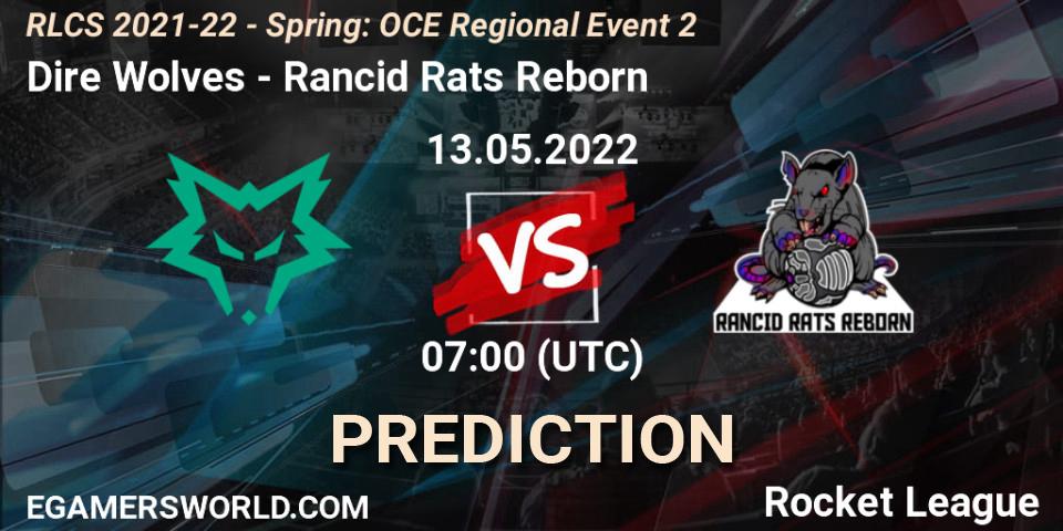 Pronósticos Dire Wolves - Rancid Rats Reborn. 13.05.2022 at 07:00. RLCS 2021-22 - Spring: OCE Regional Event 2 - Rocket League