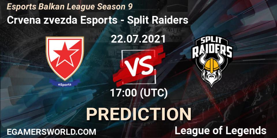 Pronósticos Crvena zvezda Esports - Split Raiders. 22.07.2021 at 17:00. Esports Balkan League Season 9 - LoL