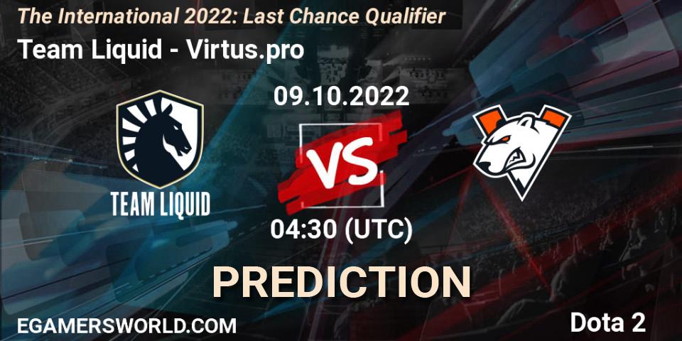 Pronósticos Team Liquid - Virtus.pro. 09.10.22. The International 2022: Last Chance Qualifier - Dota 2