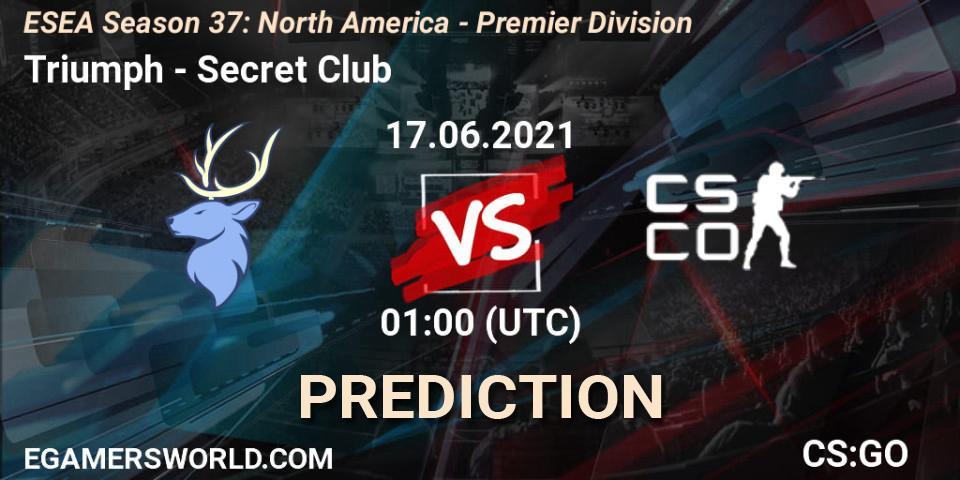 Pronósticos Triumph - Secret Club. 17.06.21. ESEA Season 37: North America - Premier Division - CS2 (CS:GO)