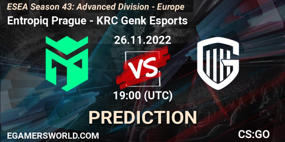 Pronósticos Entropiq Prague - KRC Genk Esports. 26.11.22. ESEA Season 43: Advanced Division - Europe - CS2 (CS:GO)