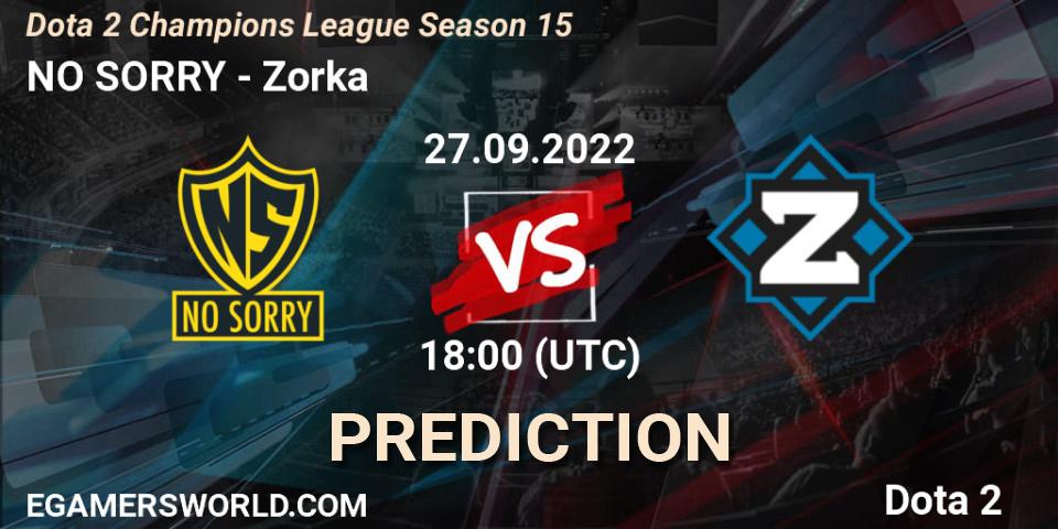 Pronósticos NO SORRY - Zorka. 27.09.2022 at 18:01. Dota 2 Champions League Season 15 - Dota 2