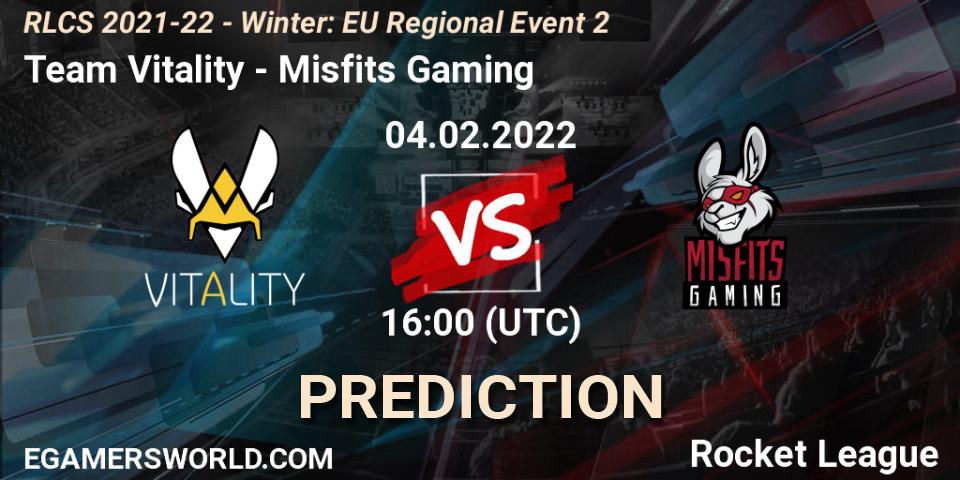 Pronósticos Team Vitality - Misfits Gaming. 04.02.2022 at 16:00. RLCS 2021-22 - Winter: EU Regional Event 2 - Rocket League
