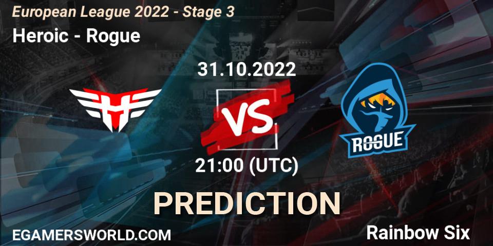 Pronósticos Heroic - Rogue. 31.10.22. European League 2022 - Stage 3 - Rainbow Six