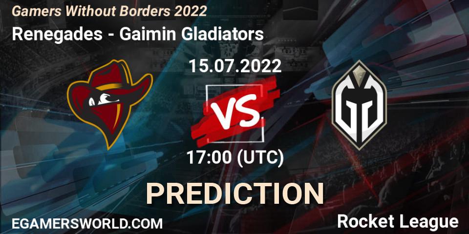 Pronósticos Renegades - Gaimin Gladiators. 15.07.22. Gamers Without Borders 2022 - Rocket League