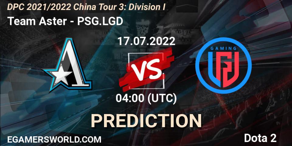 Pronósticos Team Aster - PSG.LGD. 17.07.2022 at 03:58. DPC 2021/2022 China Tour 3: Division I - Dota 2