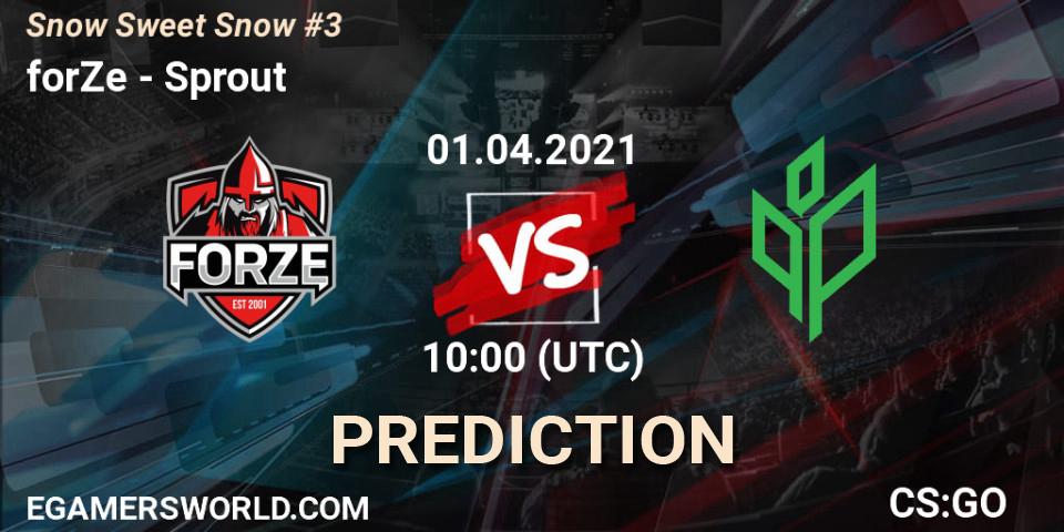 Pronósticos forZe - Sprout. 01.04.2021 at 10:00. Snow Sweet Snow #3 - Counter-Strike (CS2)