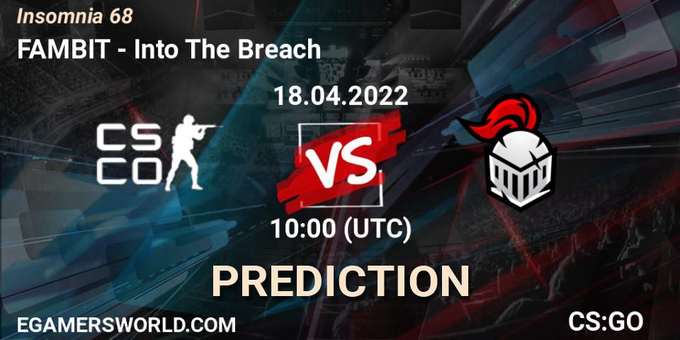 Pronósticos FAMBIT - Into The Breach. 18.04.2022 at 10:00. Insomnia 68 - Counter-Strike (CS2)