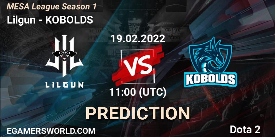 Pronósticos Lilgun - KOBOLDS. 19.02.2022 at 11:40. MESA League Season 1 - Dota 2
