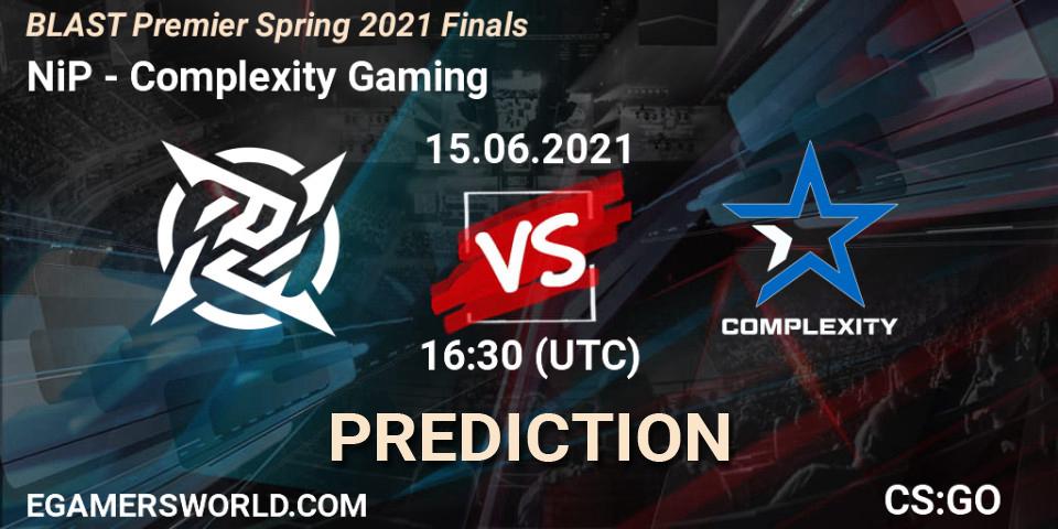 Pronósticos NiP - Complexity Gaming. 15.06.2021 at 17:05. BLAST Premier Spring 2021 Finals - Counter-Strike (CS2)