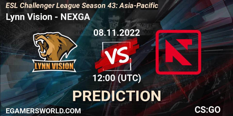 Pronósticos Lynn Vision - NEXGA. 08.11.2022 at 12:00. ESL Challenger League Season 43: Asia-Pacific - Counter-Strike (CS2)