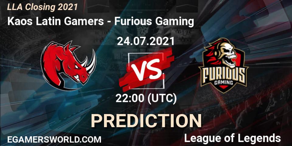 Pronósticos Kaos Latin Gamers - Furious Gaming. 24.07.21. LLA Closing 2021 - LoL