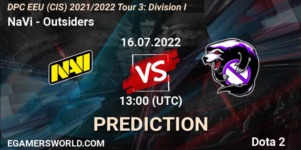 Pronósticos NaVi - Outsiders. 16.07.2022 at 14:13. DPC EEU (CIS) 2021/2022 Tour 3: Division I - Dota 2