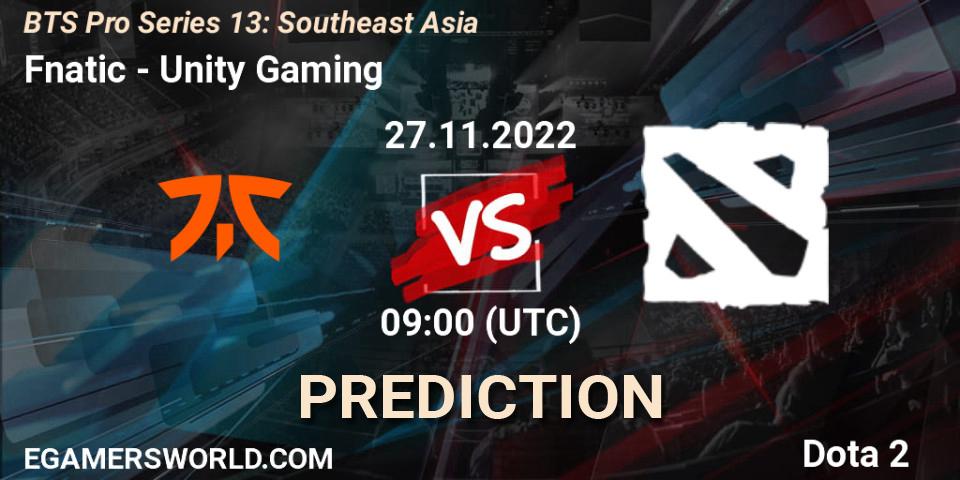 Pronósticos Fnatic - Unity Gaming. 04.12.22. BTS Pro Series 13: Southeast Asia - Dota 2