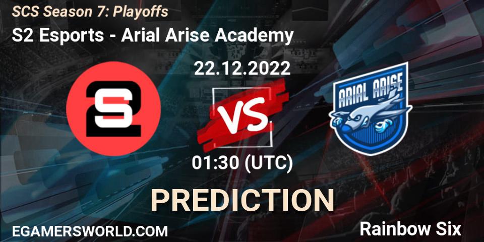 Pronósticos S2 Esports - Arial Arise Academy. 22.12.2022 at 01:30. SCS Season 7: Playoffs - Rainbow Six