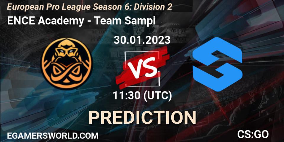 Pronósticos ENCE Academy - Team Sampi. 30.01.2023 at 11:30. European Pro League Season 6: Division 2 - Counter-Strike (CS2)