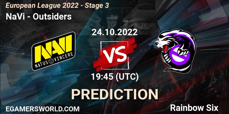 Pronósticos NaVi - Outsiders. 24.10.22. European League 2022 - Stage 3 - Rainbow Six
