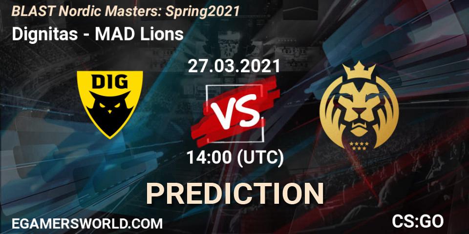 Pronósticos Dignitas - MAD Lions. 27.03.2021 at 14:00. BLAST Nordic Masters: Spring 2021 - Counter-Strike (CS2)
