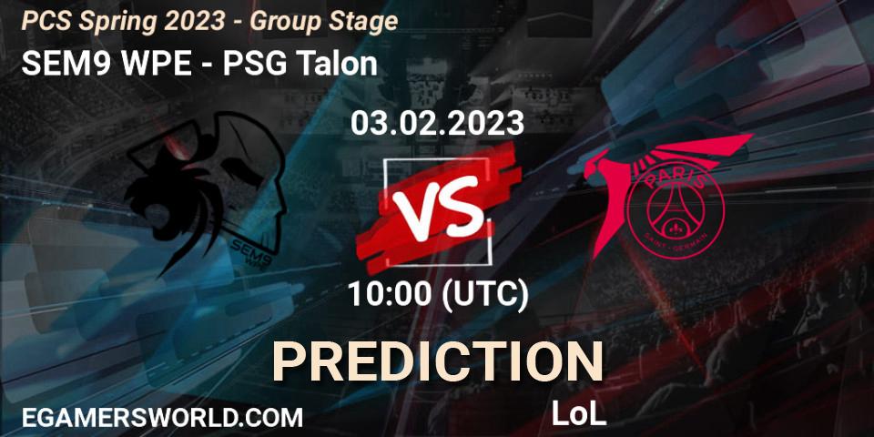 Pronósticos SEM9 WPE - PSG Talon. 03.02.2023 at 10:45. PCS Spring 2023 - Group Stage - LoL