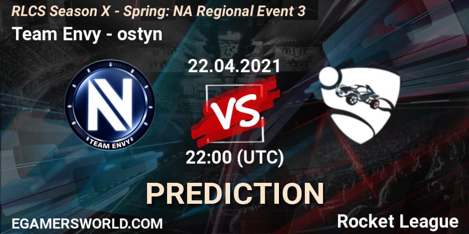 Pronósticos Team Envy - ostyn. 22.04.2021 at 22:00. RLCS Season X - Spring: NA Regional Event 3 - Rocket League