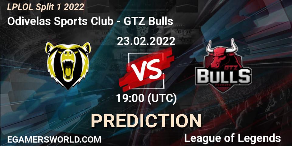 Pronósticos Odivelas Sports Club - GTZ Bulls. 23.02.22. LPLOL Split 1 2022 - LoL