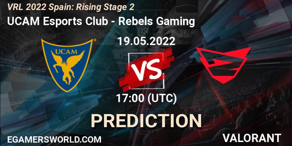 Pronósticos UCAM Esports Club - Rebels Gaming. 19.05.2022 at 17:30. VRL 2022 Spain: Rising Stage 2 - VALORANT