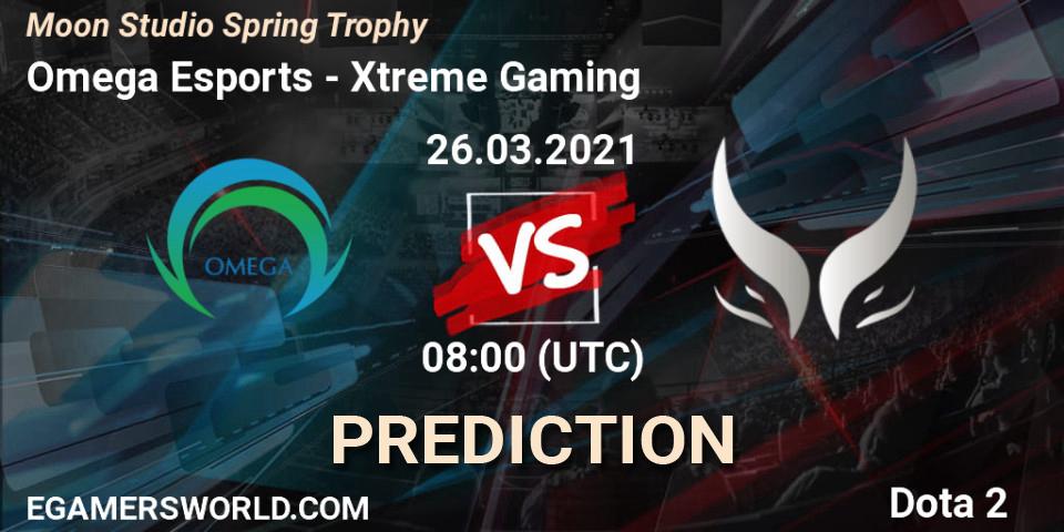 Pronósticos Omega Esports - Xtreme Gaming. 26.03.2021 at 08:04. Moon Studio Spring Trophy - Dota 2