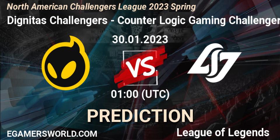 Pronósticos Dignitas Challengers - Counter Logic Gaming Challengers. 30.01.23. NACL 2023 Spring - Group Stage - LoL