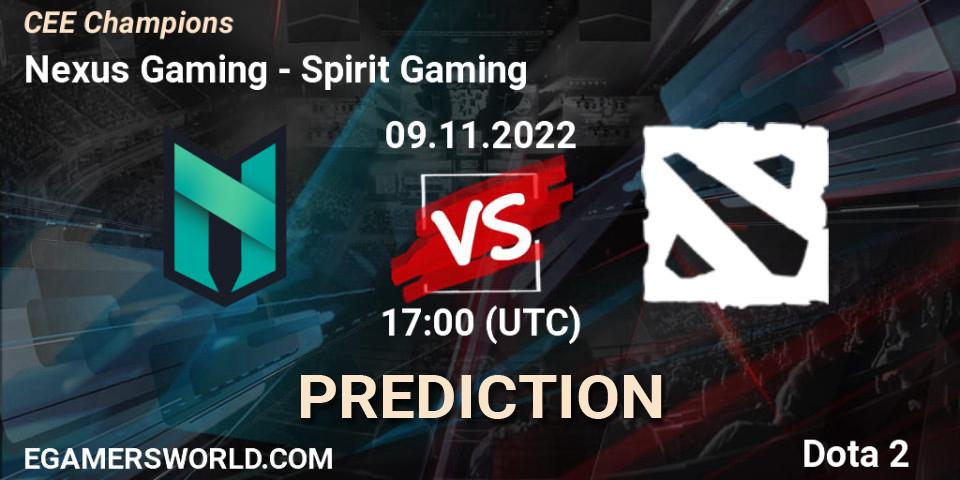 Pronósticos Nexus Gaming - Spirit Gaming. 09.11.2022 at 17:20. CEE Champions - Dota 2