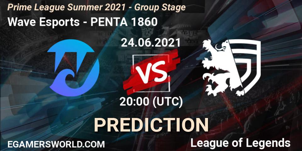 Pronósticos Wave Esports - PENTA 1860. 24.06.2021 at 20:00. Prime League Summer 2021 - Group Stage - LoL
