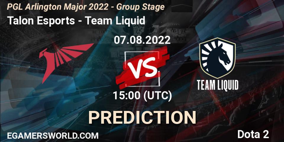 Pronósticos Talon Esports - Team Liquid. 07.08.2022 at 15:00. PGL Arlington Major 2022 - Group Stage - Dota 2