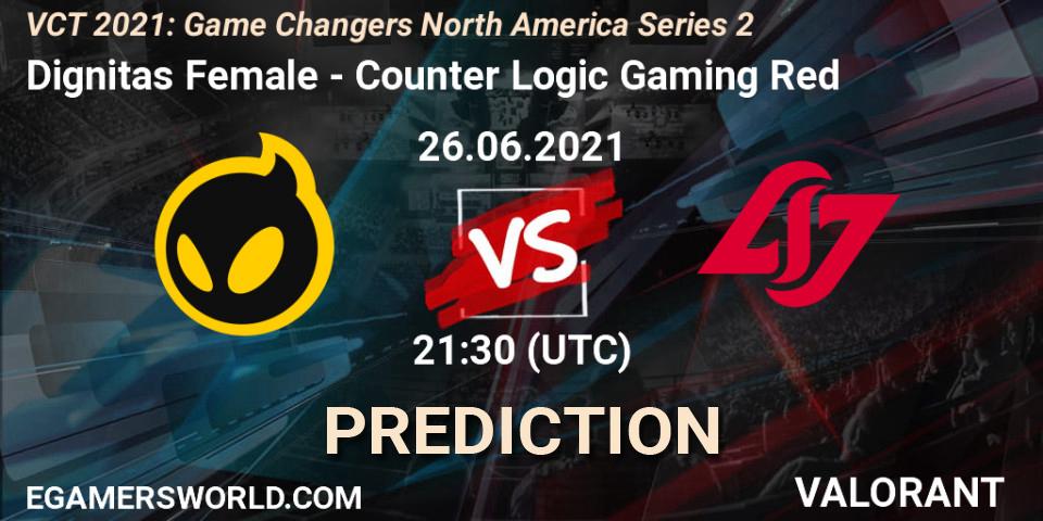 Pronósticos Dignitas Female - Counter Logic Gaming Red. 26.06.2021 at 21:00. VCT 2021: Game Changers North America Series 2 - VALORANT