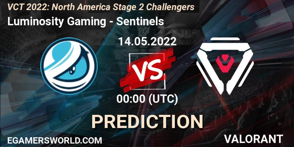 Pronósticos Luminosity Gaming - Sentinels. 13.05.2022 at 22:30. VCT 2022: North America Stage 2 Challengers - VALORANT