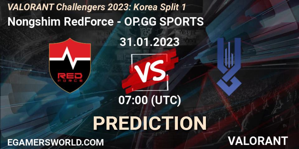 Pronósticos Nongshim RedForce - OP.GG SPORTS. 31.01.23. VALORANT Challengers 2023: Korea Split 1 - VALORANT