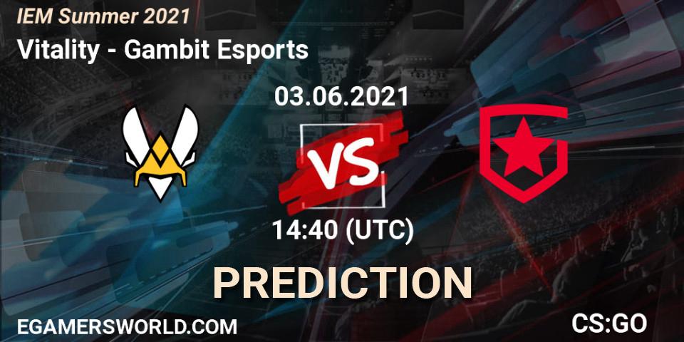 Pronósticos Vitality - Gambit Esports. 03.06.21. IEM Summer 2021 - CS2 (CS:GO)