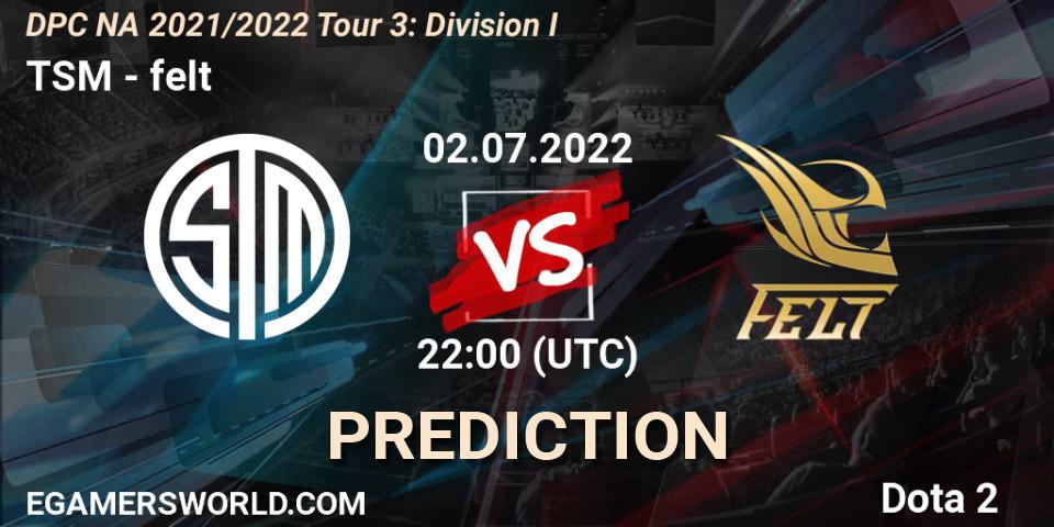 Pronósticos TSM - felt. 02.07.22. DPC NA 2021/2022 Tour 3: Division I - Dota 2