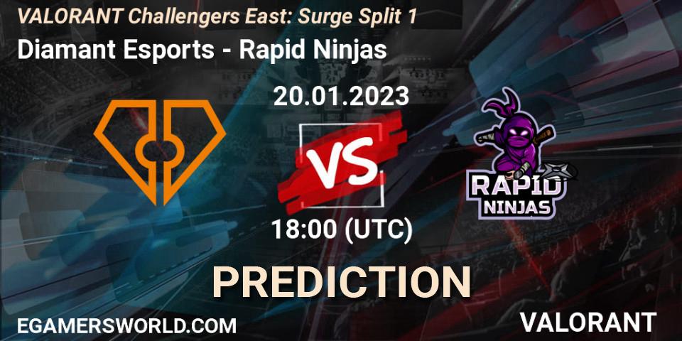 Pronósticos Diamant Esports - Rapid Ninjas. 20.01.23. VALORANT Challengers 2023 East: Surge Split 1 - VALORANT