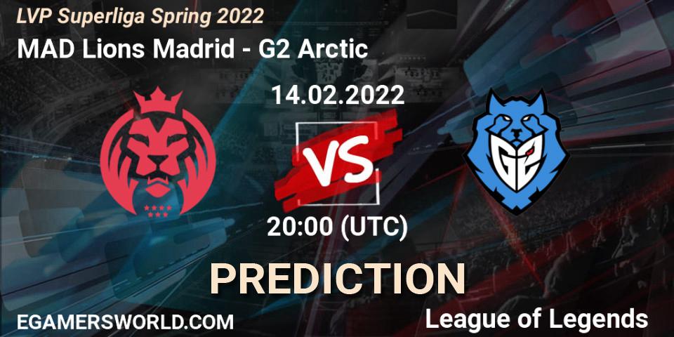 Pronósticos MAD Lions Madrid - G2 Arctic. 14.02.2022 at 19:00. LVP Superliga Spring 2022 - LoL