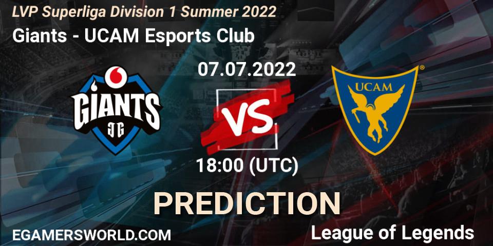 Pronósticos Giants - UCAM Esports Club. 07.07.2022 at 18:00. LVP Superliga Division 1 Summer 2022 - LoL