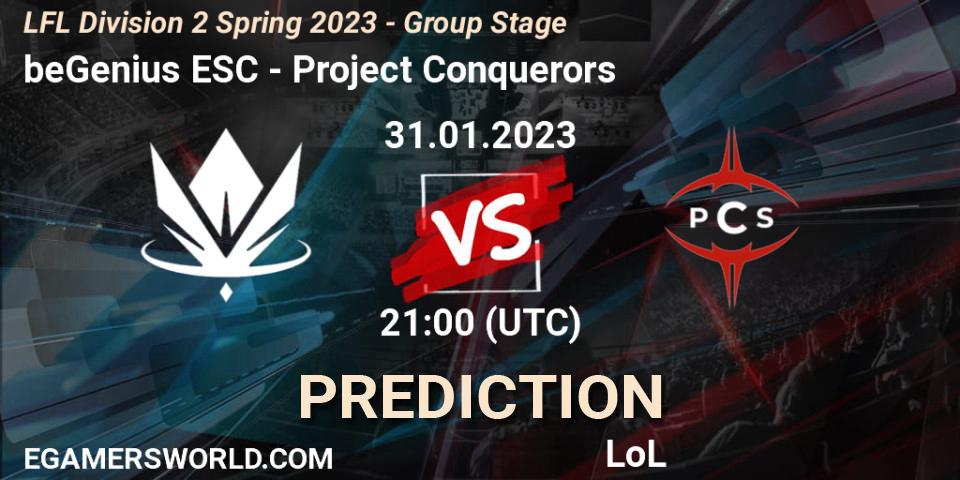 Pronósticos beGenius ESC - Project Conquerors. 31.01.23. LFL Division 2 Spring 2023 - Group Stage - LoL