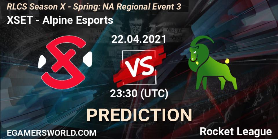 Pronósticos XSET - Alpine Esports. 22.04.2021 at 23:30. RLCS Season X - Spring: NA Regional Event 3 - Rocket League