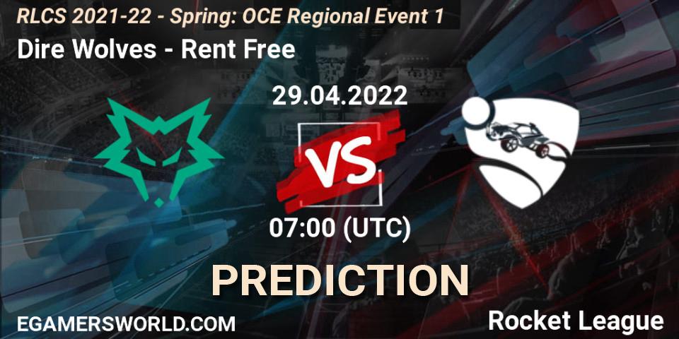 Pronósticos Dire Wolves - Rent Free. 29.04.2022 at 07:00. RLCS 2021-22 - Spring: OCE Regional Event 1 - Rocket League