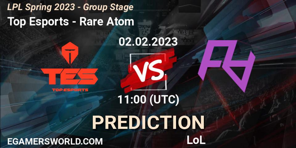 Pronósticos Top Esports - Rare Atom. 02.02.23. LPL Spring 2023 - Group Stage - LoL