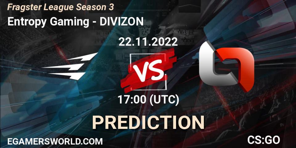 Pronósticos Entropy Gaming - DIVIZON. 01.12.22. Fragster League Season 3 - CS2 (CS:GO)