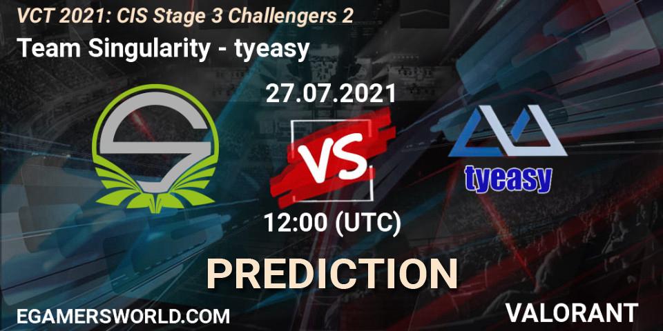 Pronósticos Team Singularity - tyeasy. 27.07.2021 at 12:00. VCT 2021: CIS Stage 3 Challengers 2 - VALORANT